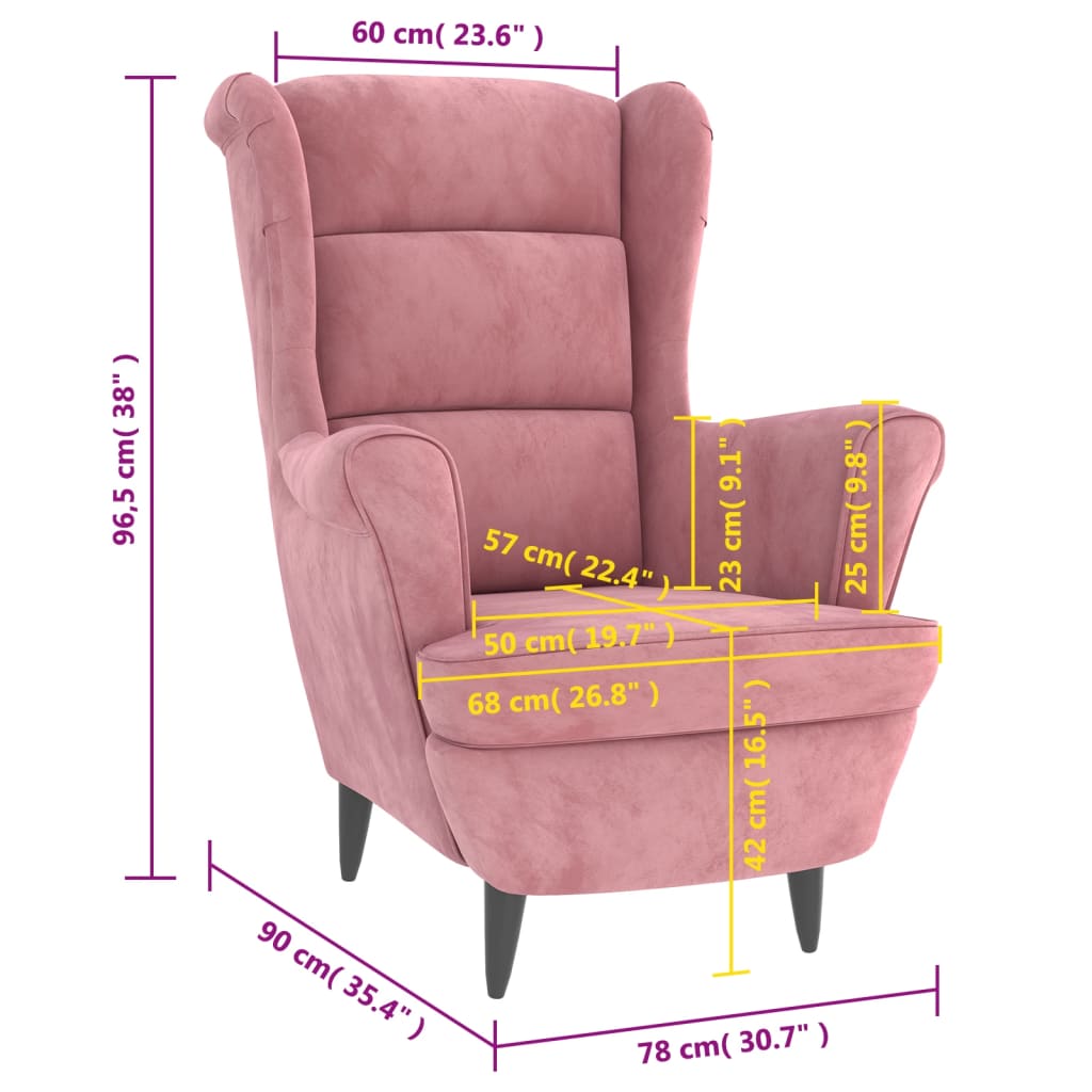 Fauteuil fluweel roze