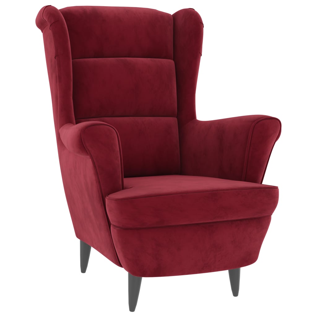 Fauteuil fluweel wijnrood