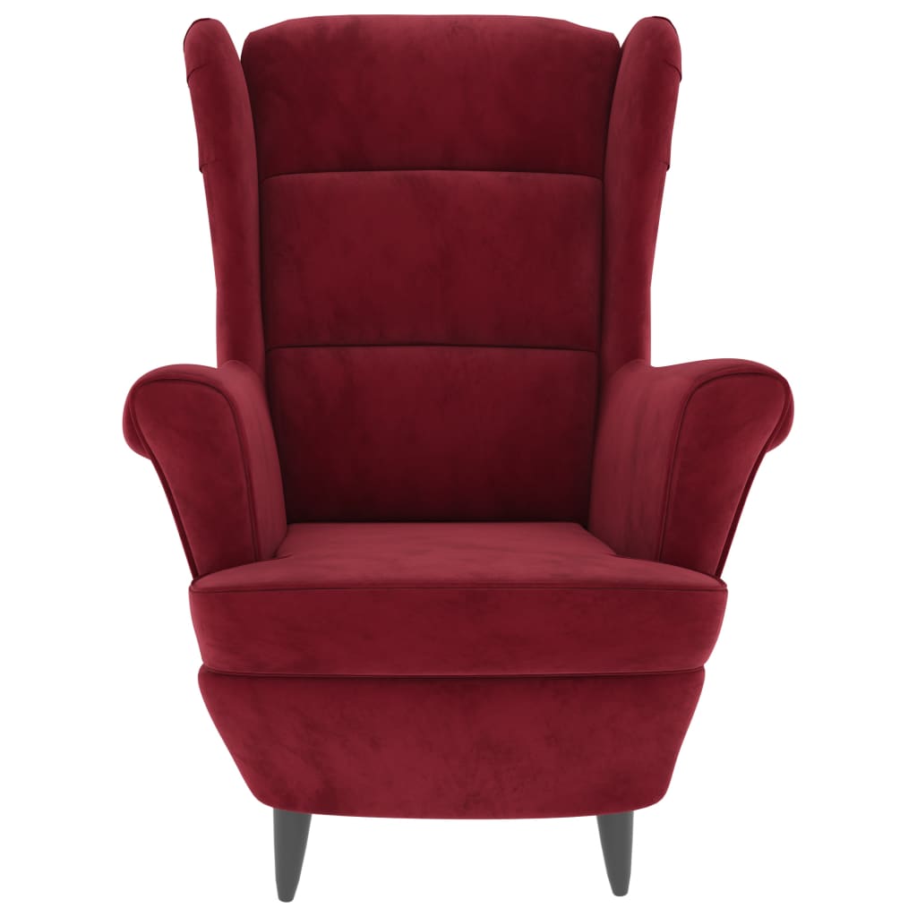 Fauteuil fluweel wijnrood
