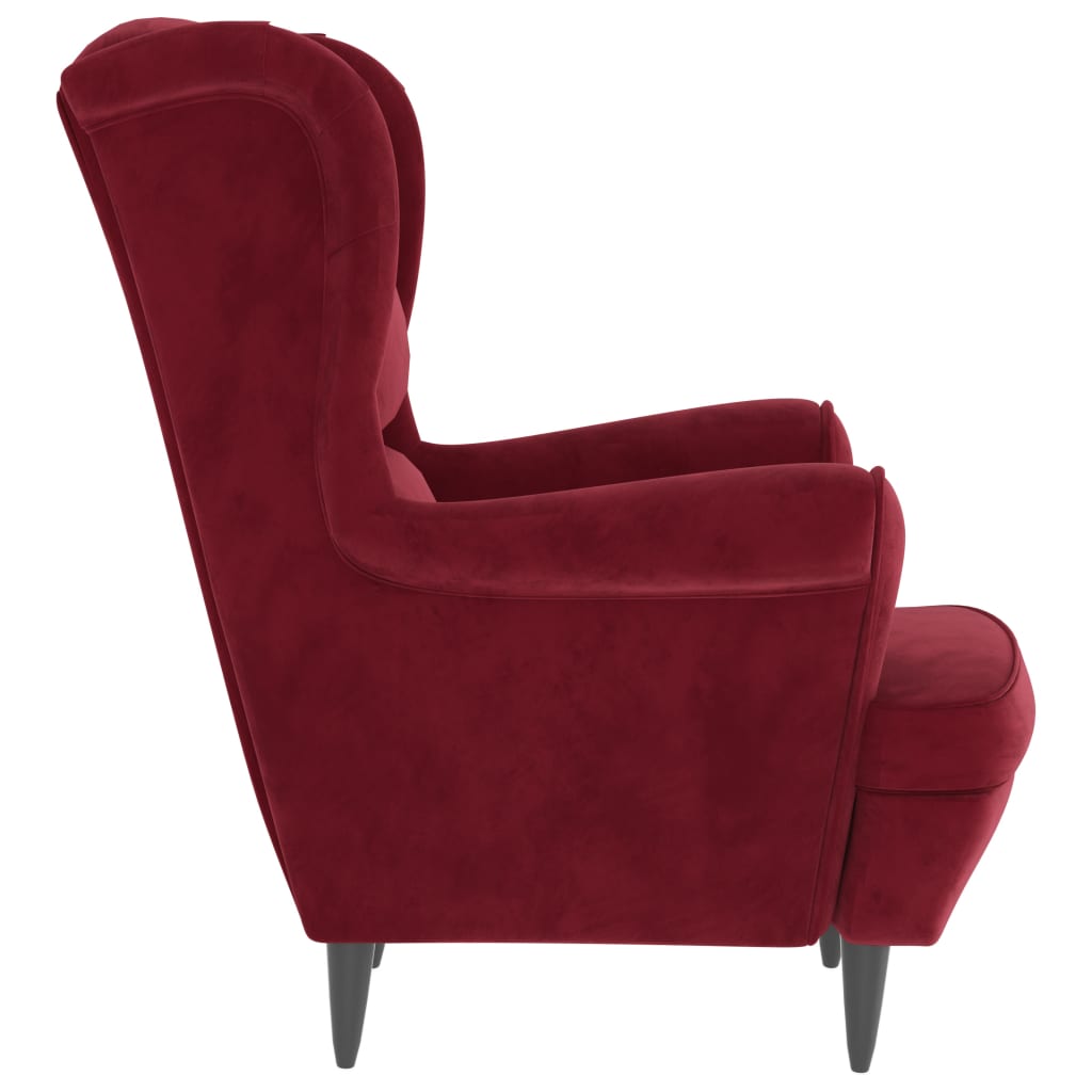 Fauteuil fluweel wijnrood