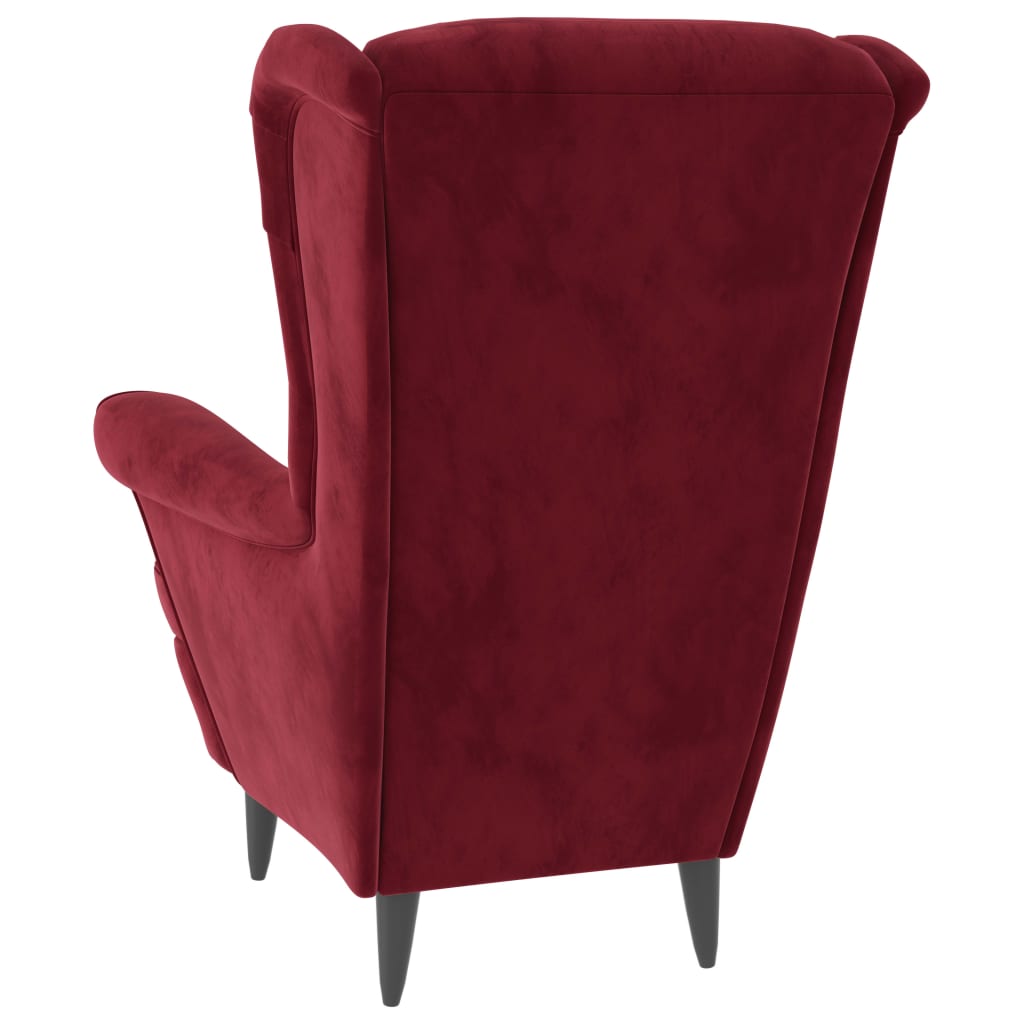 Fauteuil fluweel wijnrood