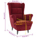 Fauteuil fluweel wijnrood