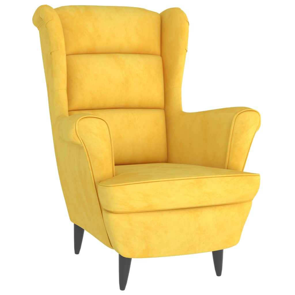 Fauteuil fluweel mosterdgeel