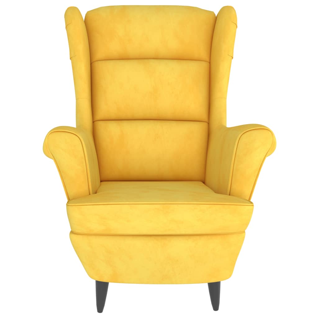 Fauteuil fluweel mosterdgeel