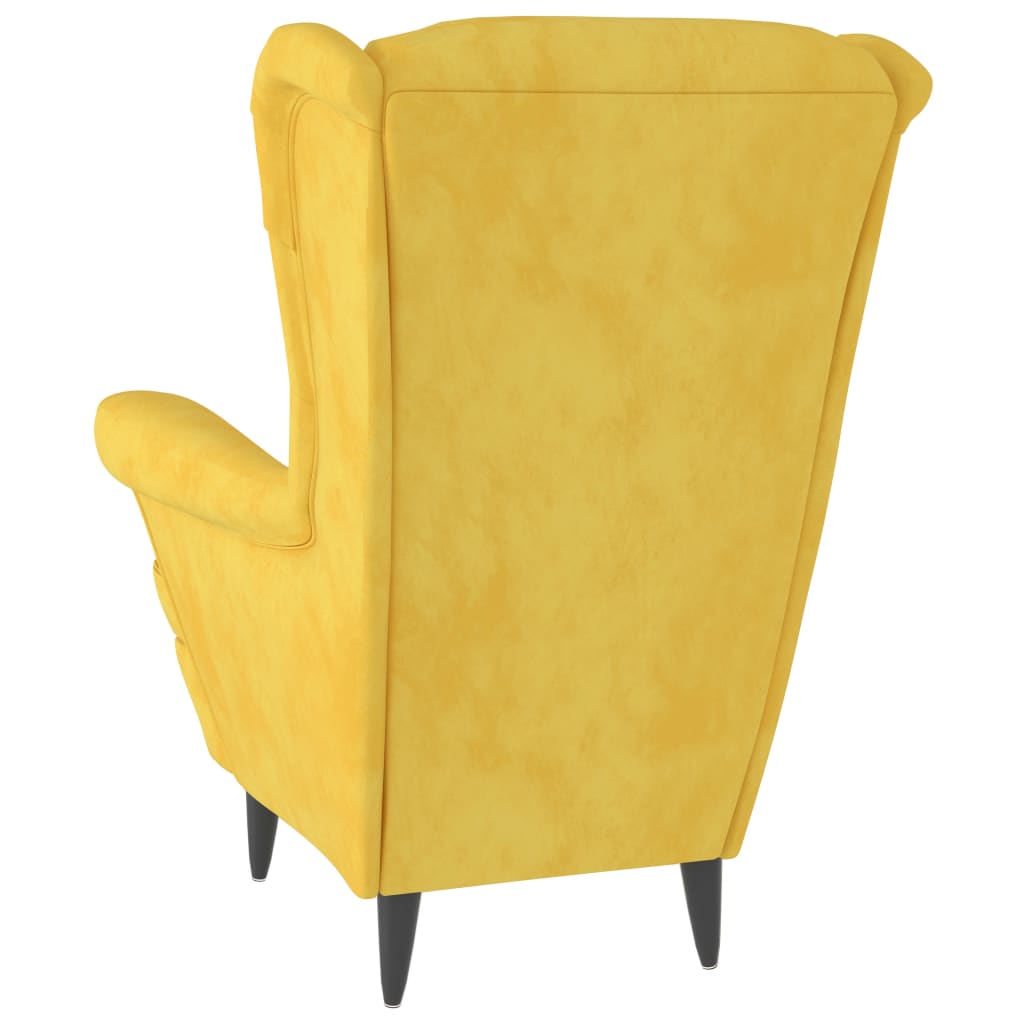 Fauteuil fluweel mosterdgeel
