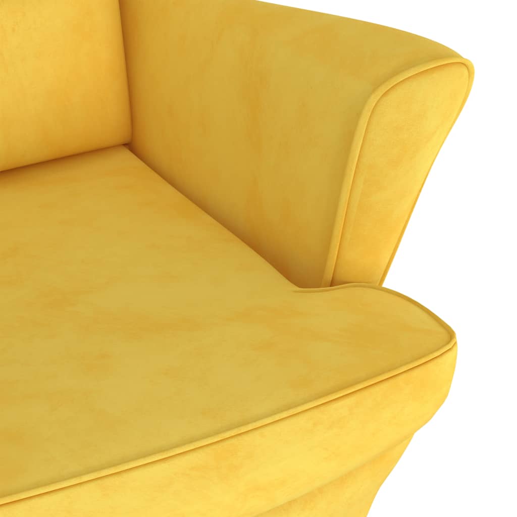 Fauteuil fluweel mosterdgeel