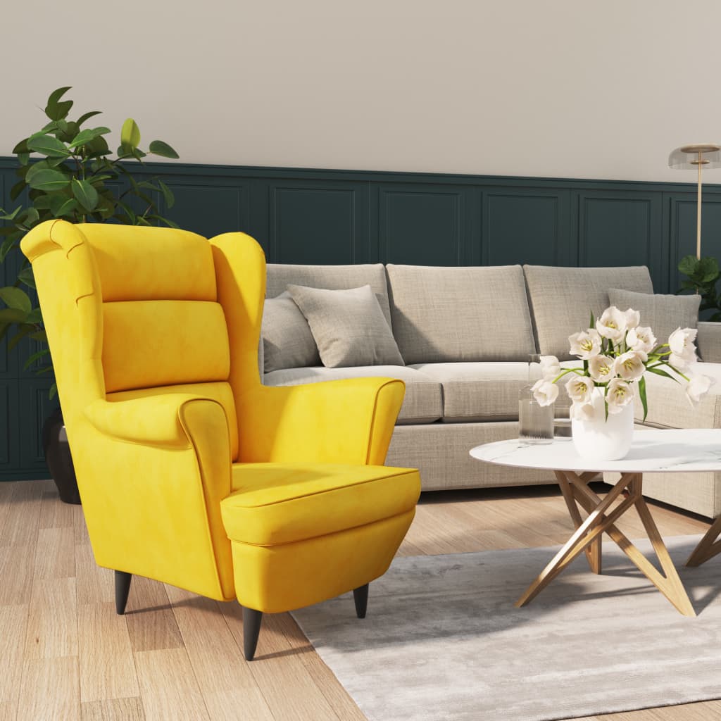 Fauteuil fluweel mosterdgeel