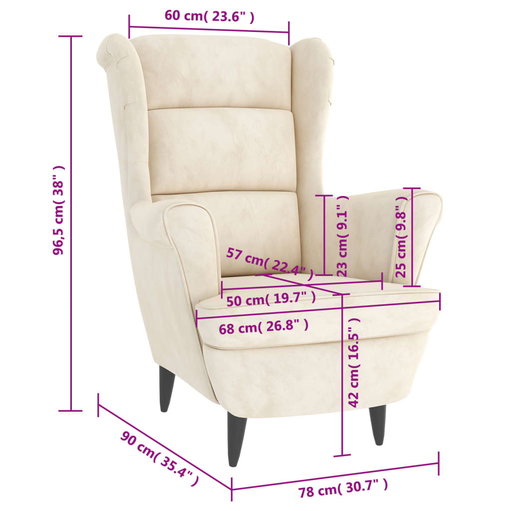 Fauteuil fluweel crèmewit