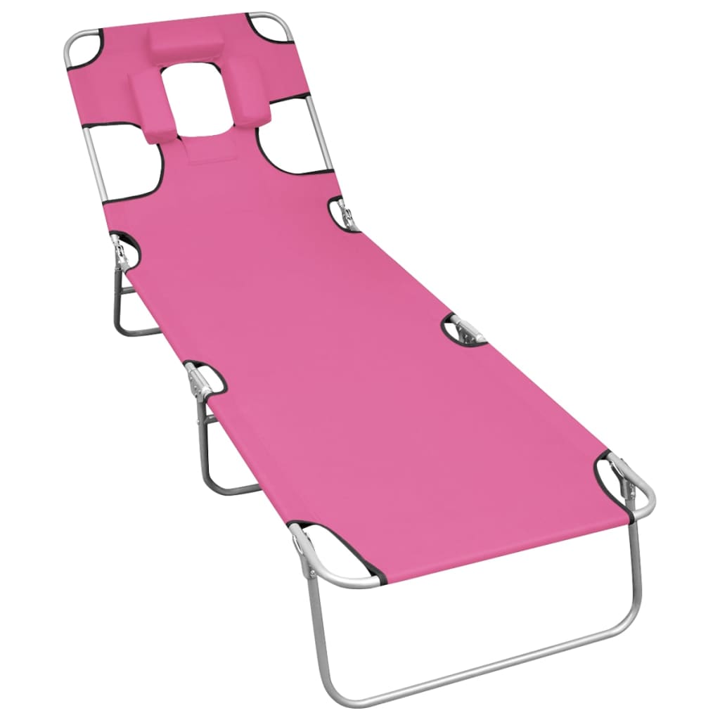 Ligbed inklapbaar met hoofdkussen staal magenta