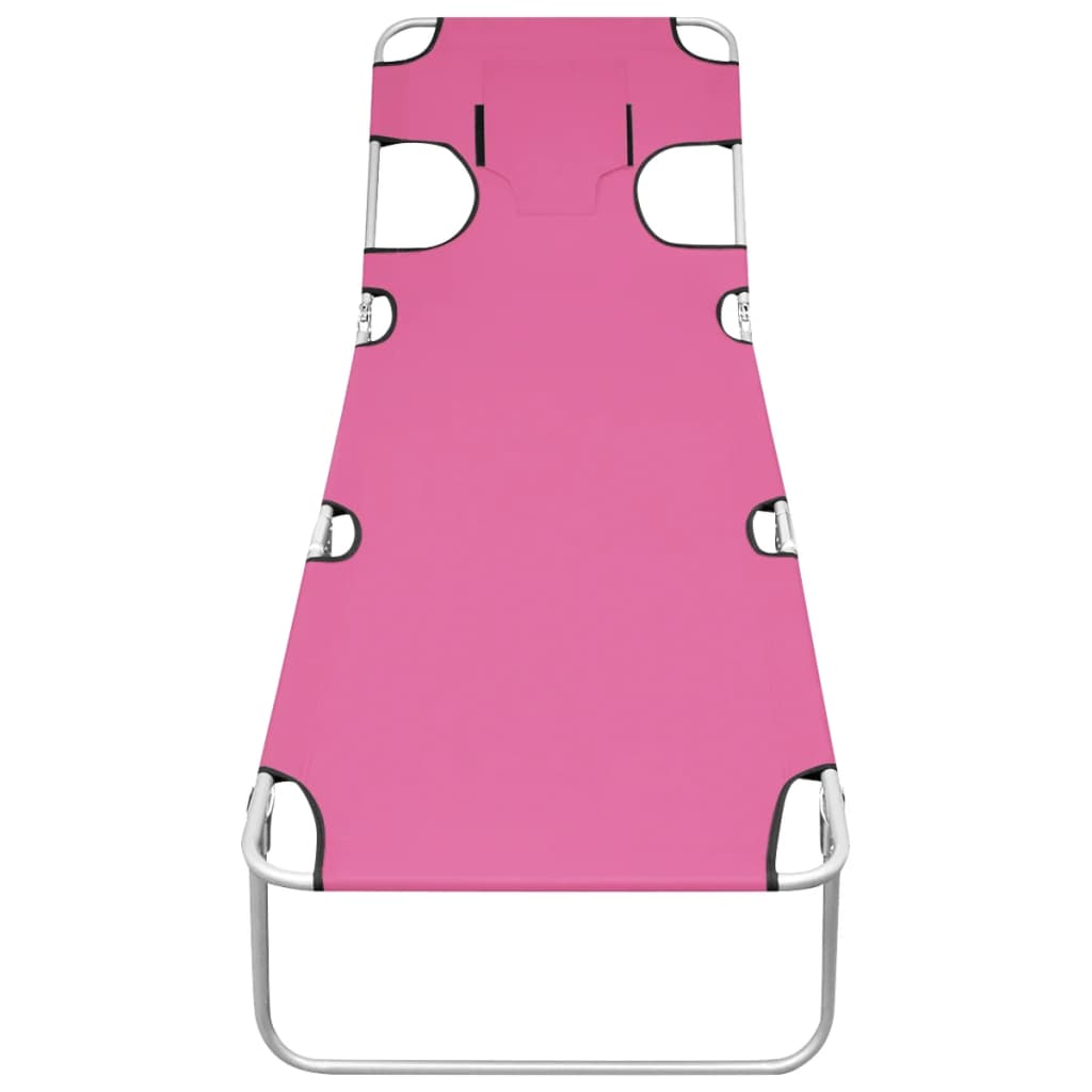 Ligbed inklapbaar met hoofdkussen staal magenta