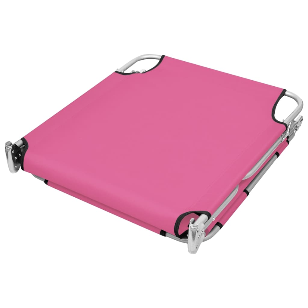 Ligbed inklapbaar met hoofdkussen staal magenta