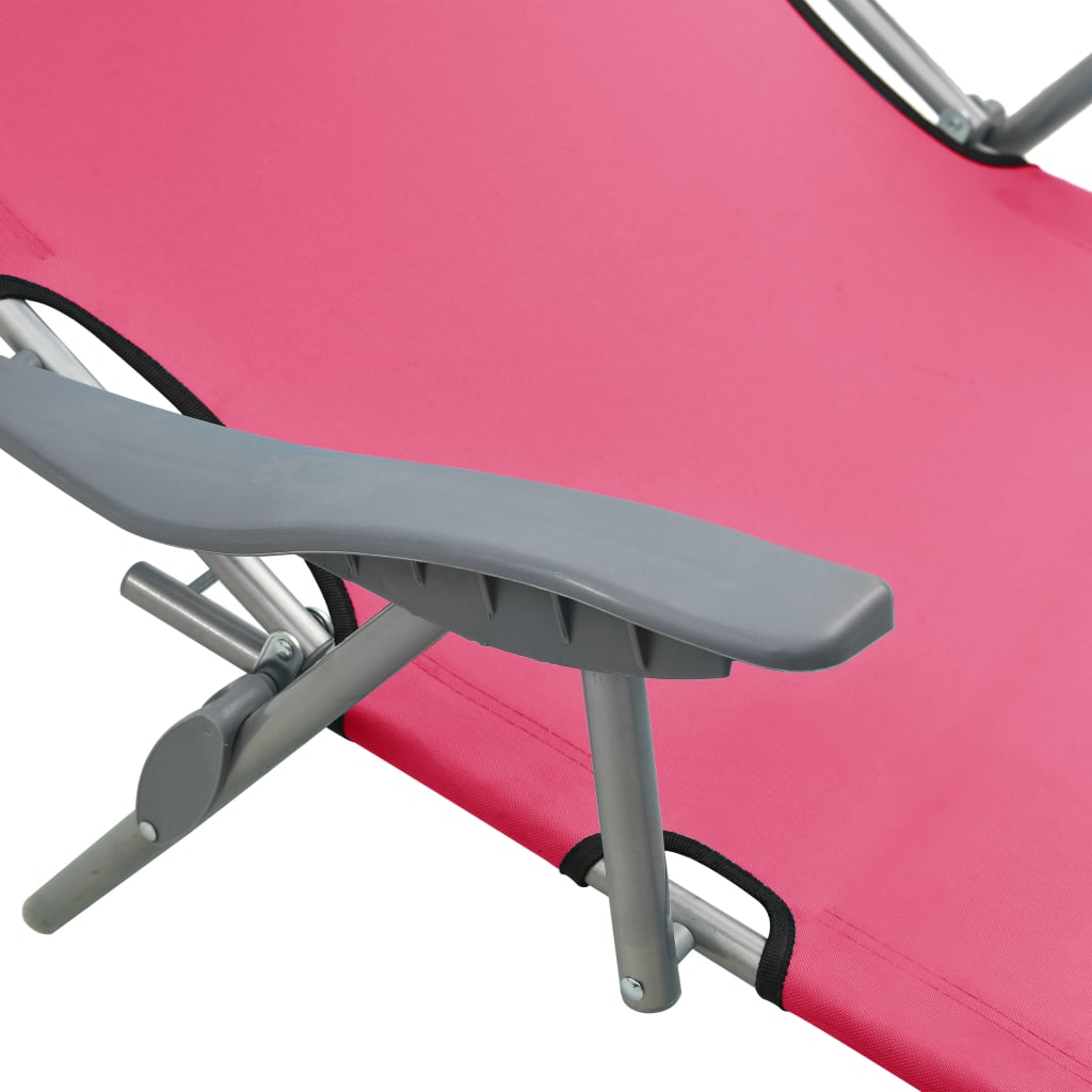 Ligbed met luifel staal roze