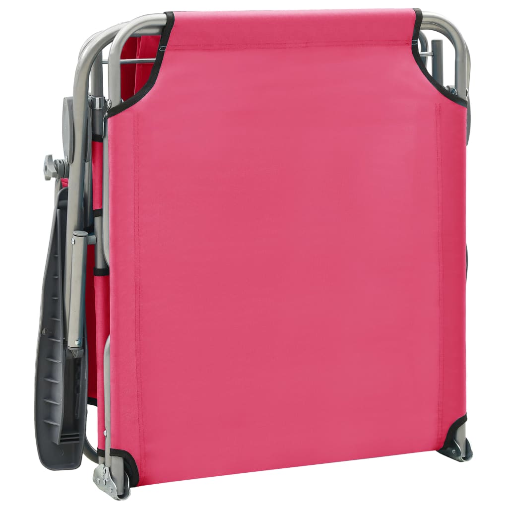 Ligbed met luifel staal roze