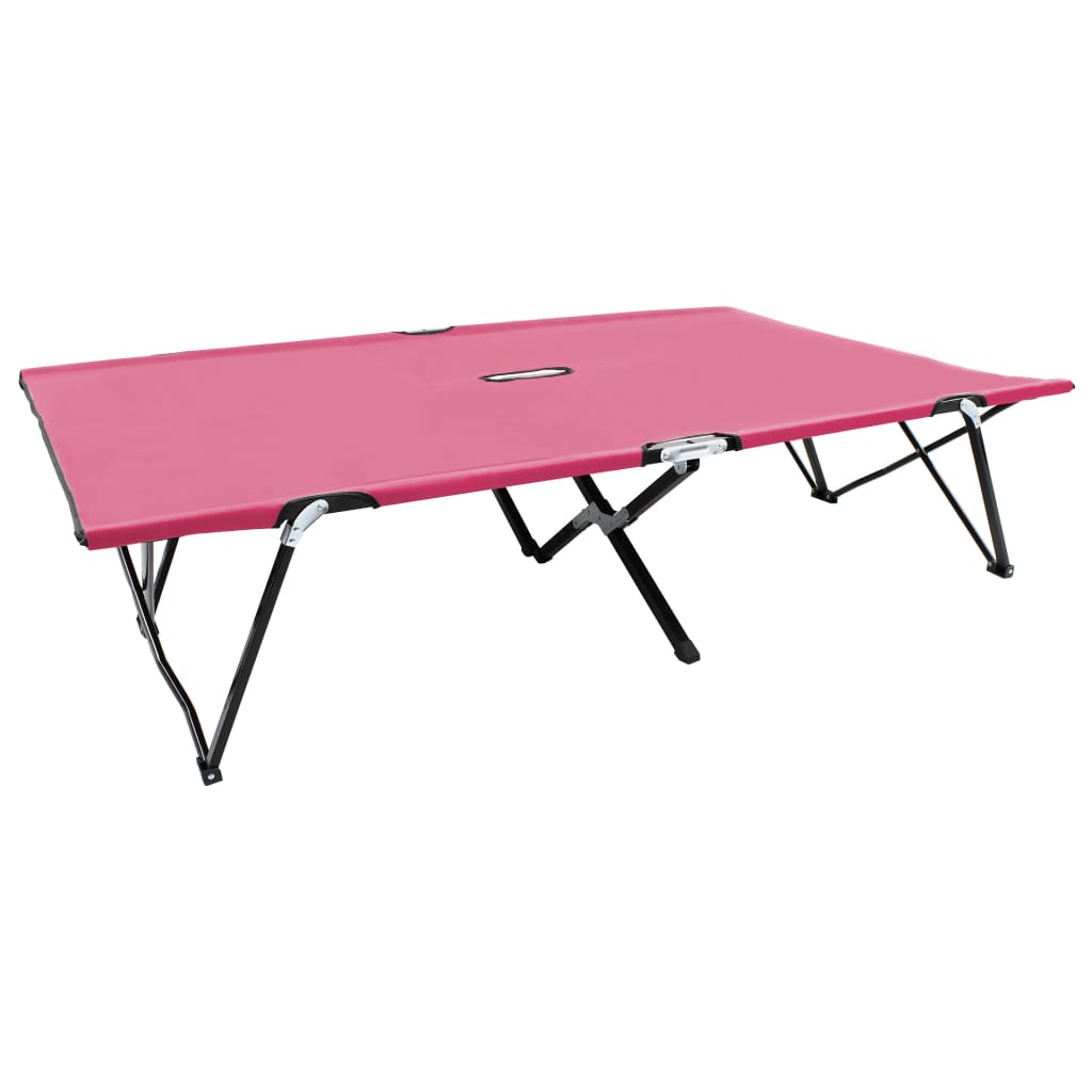 Ligbed 2-persoons inklapbaar staal roze