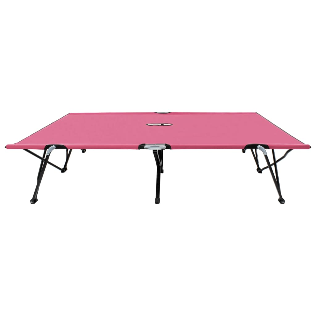 Ligbed 2-persoons inklapbaar staal roze