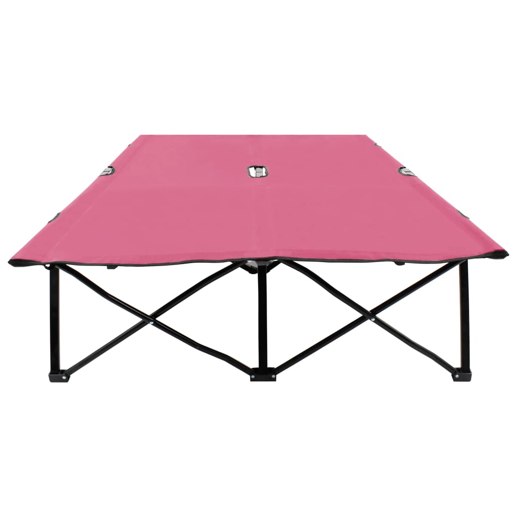 Ligbed 2-persoons inklapbaar staal roze