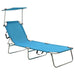 Ligbed inklapbaar met luifel aluminium blauw