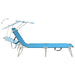 Ligbed inklapbaar met luifel aluminium blauw