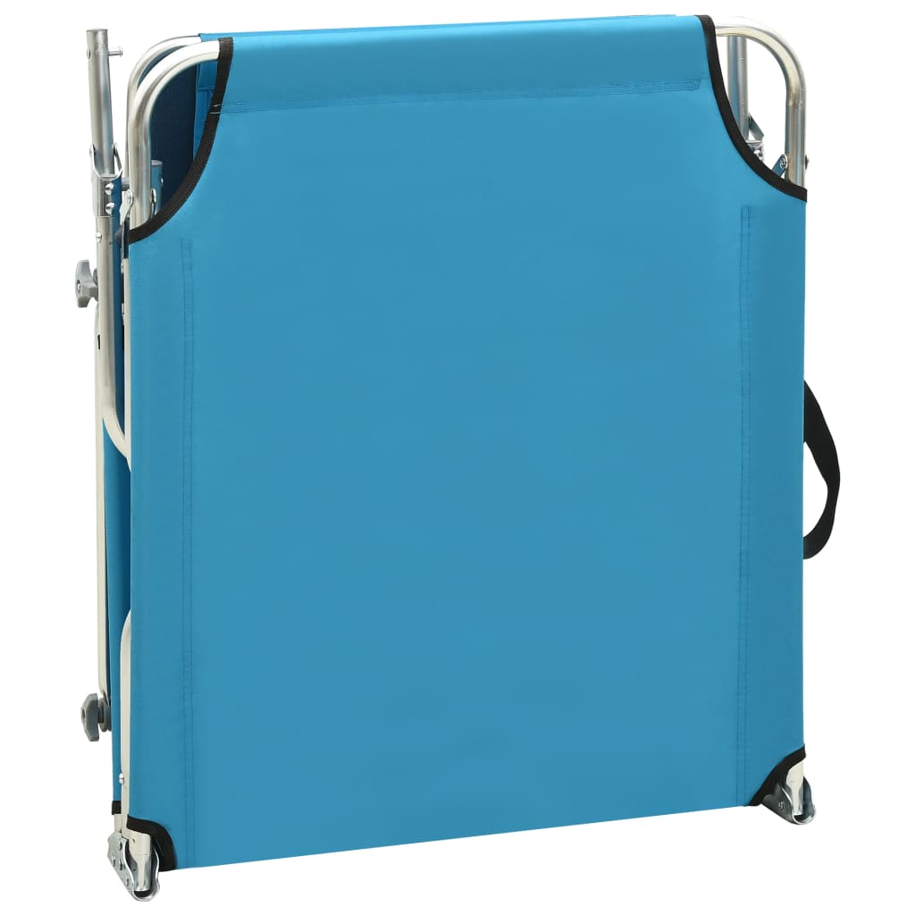 Ligbed inklapbaar met luifel aluminium blauw