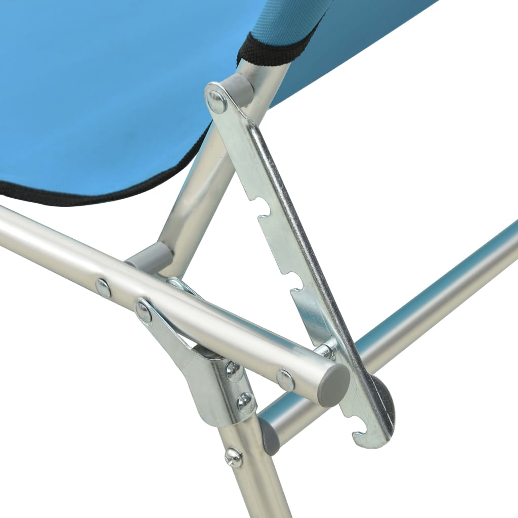 Ligbed inklapbaar met luifel aluminium blauw
