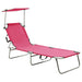 Ligbed inklapbaar met luifel aluminium roze