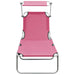 Ligbed inklapbaar met luifel aluminium roze
