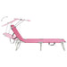 Ligbed inklapbaar met luifel aluminium roze