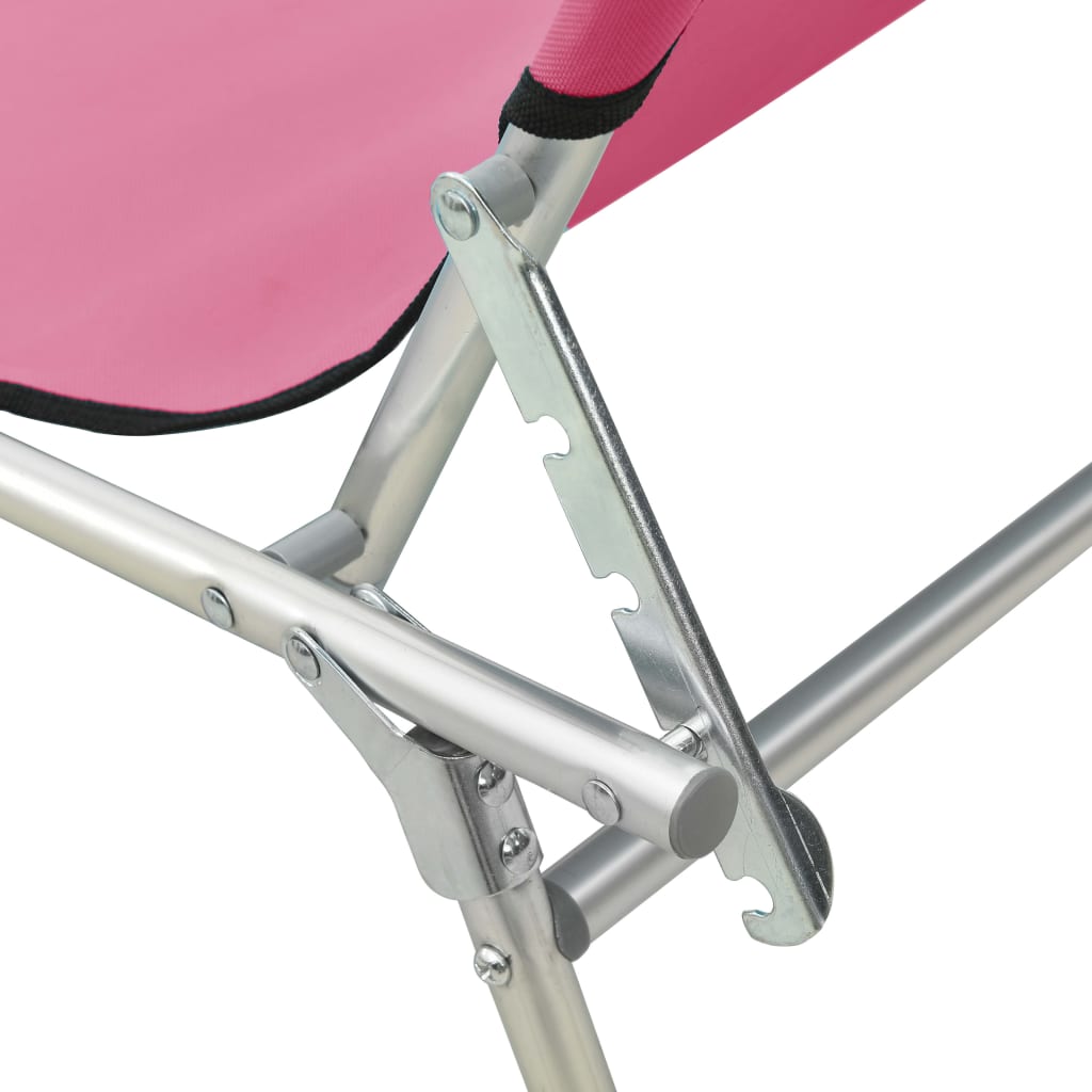 Ligbed inklapbaar met luifel aluminium roze