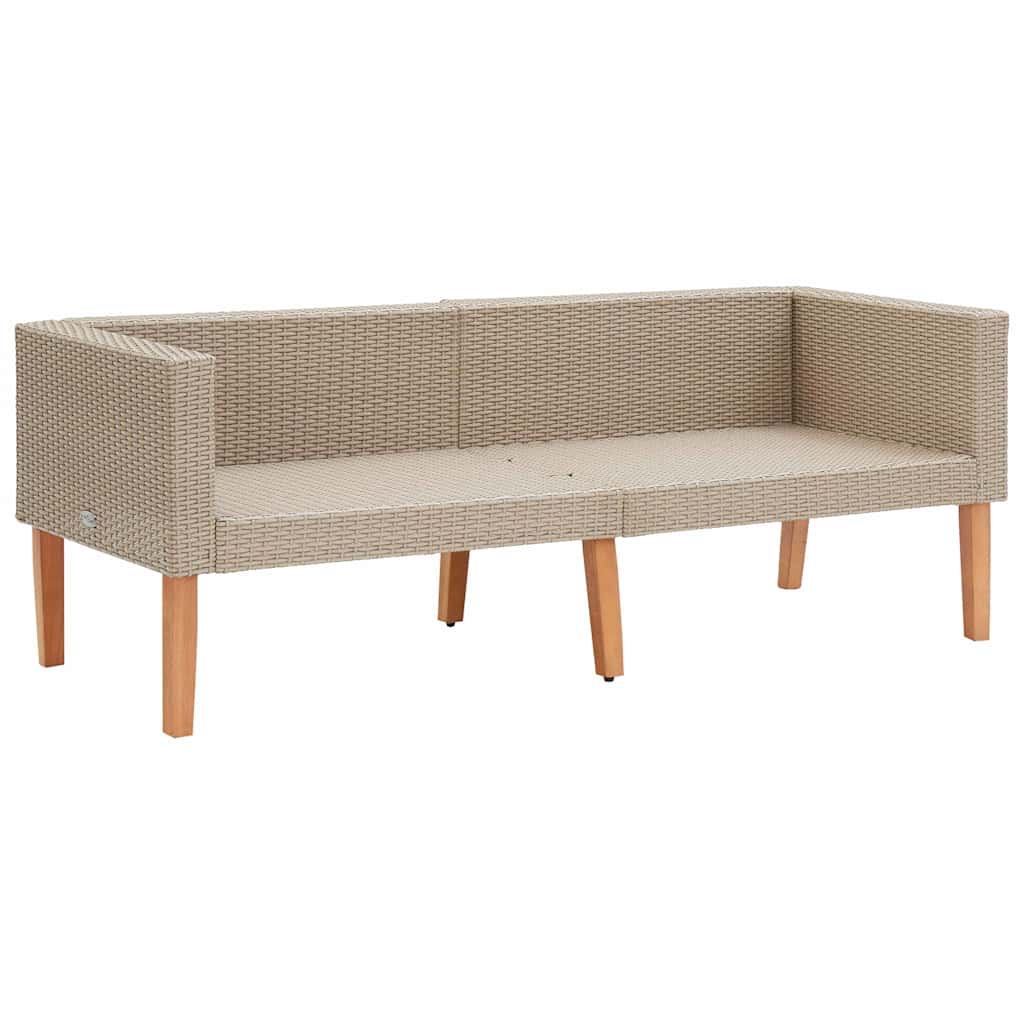 Tuinbank 2-zits met kussens poly rattan beige