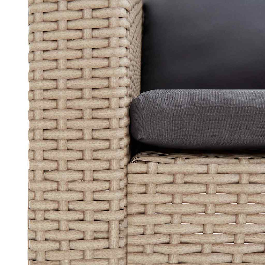 Tuinbank 2-zits met kussens poly rattan beige