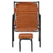 Relaxfauteuil met voetenbankje echt leer bruin
