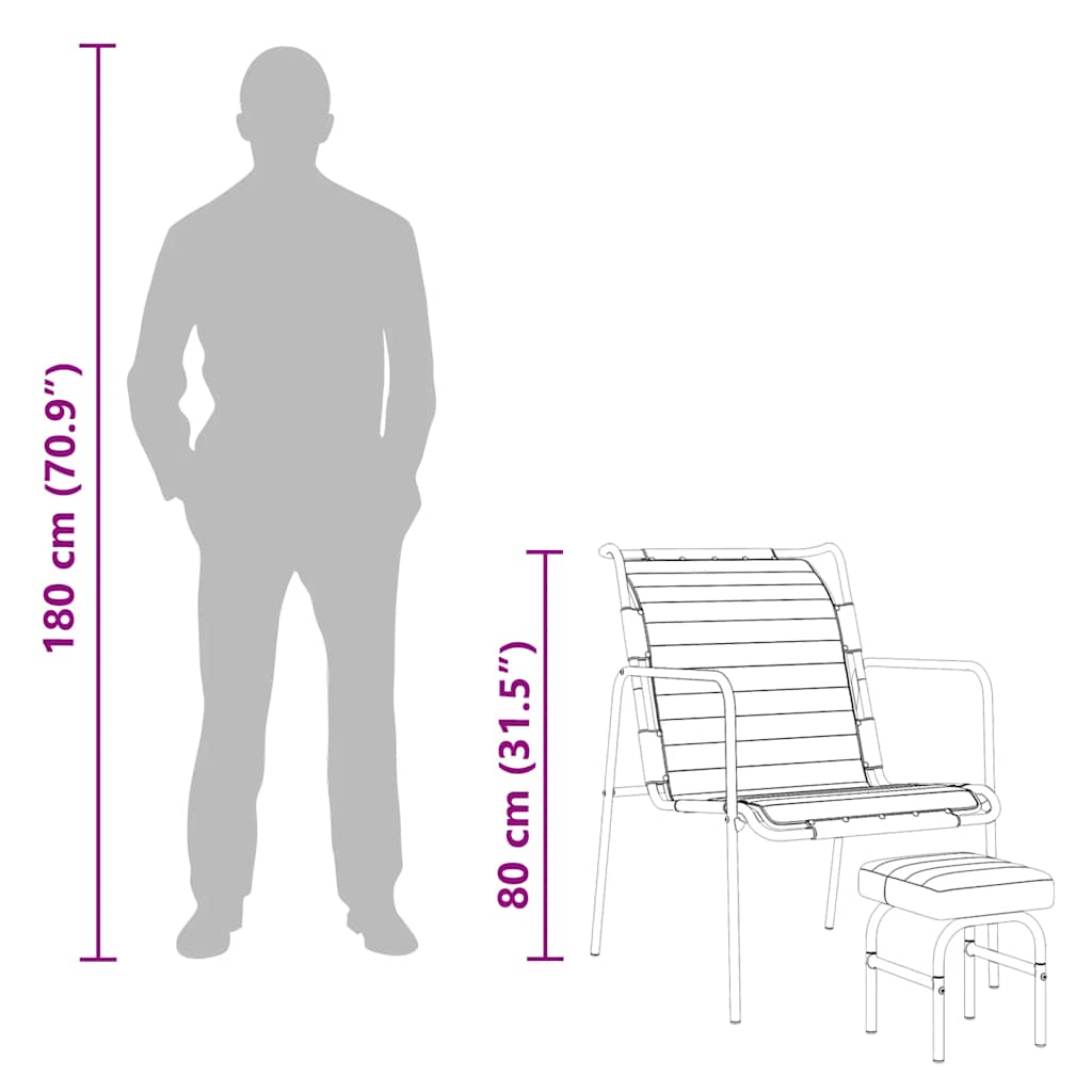 Relaxfauteuil met voetenbankje echt leer zwart