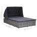 Ligbed met kussen 2-persoons poly rattan grijs