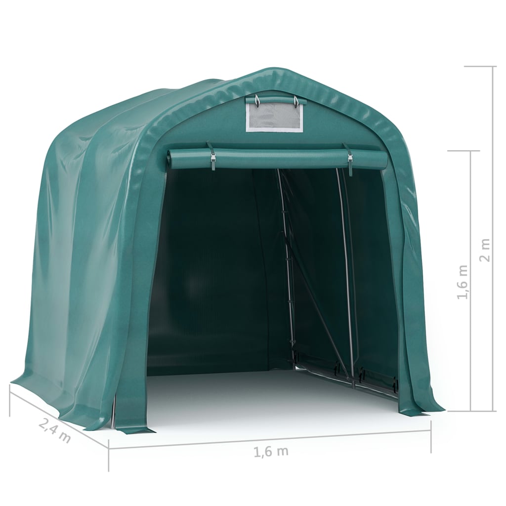 Garagetent 1,6x2,4 m PVC groen