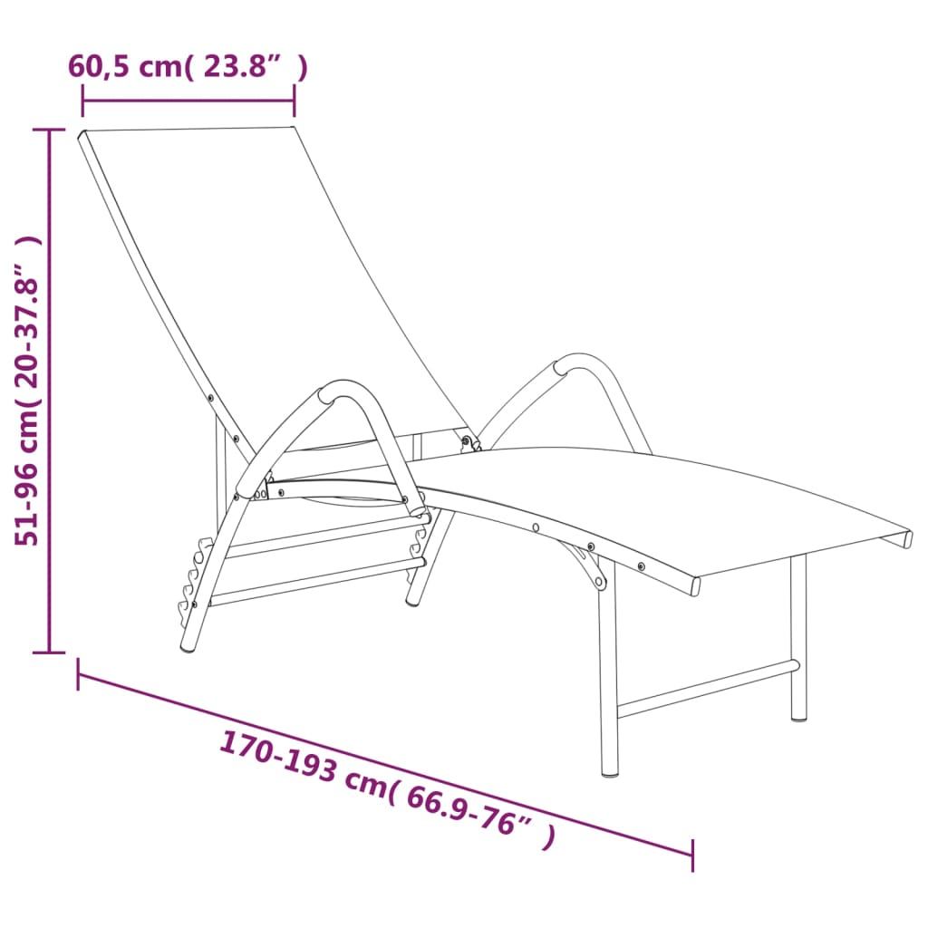 Ligbed textileen en aluminium crèmekleurig