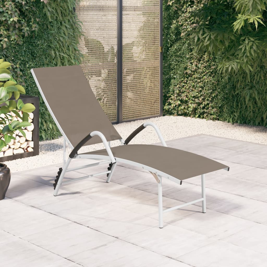 Ligbed textileen en aluminium taupe