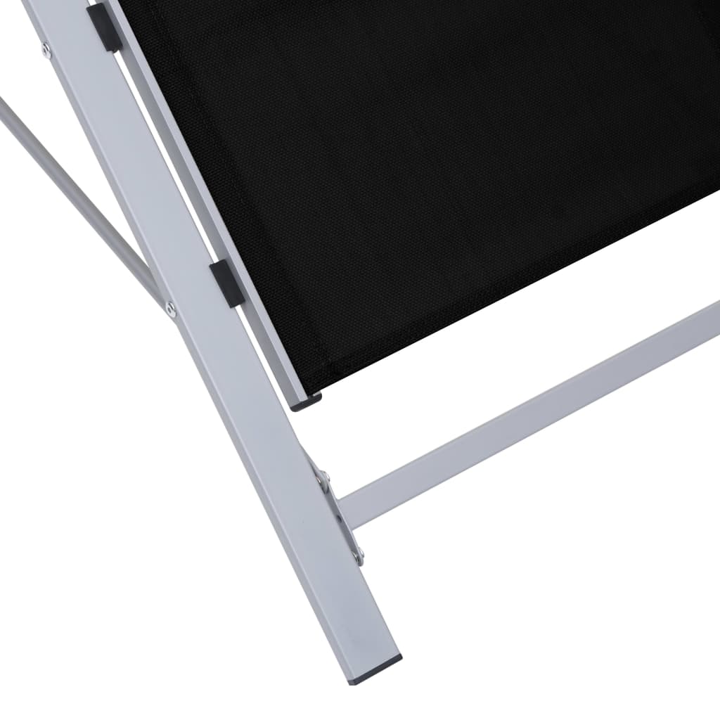 Ligbed textileen en aluminium zwart