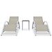 Ligbedden 2 st met tafel aluminium crèmekleurig