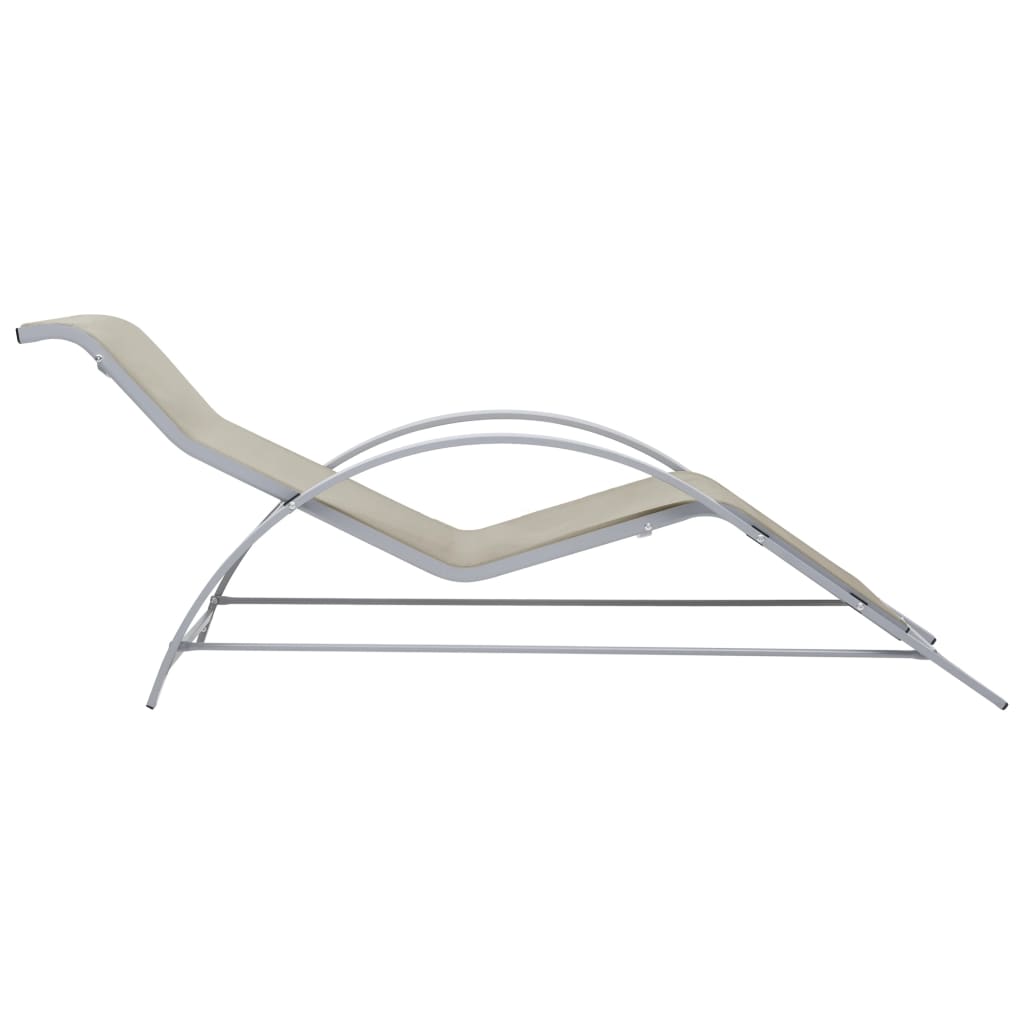 Ligbedden 2 st met tafel aluminium crèmekleurig