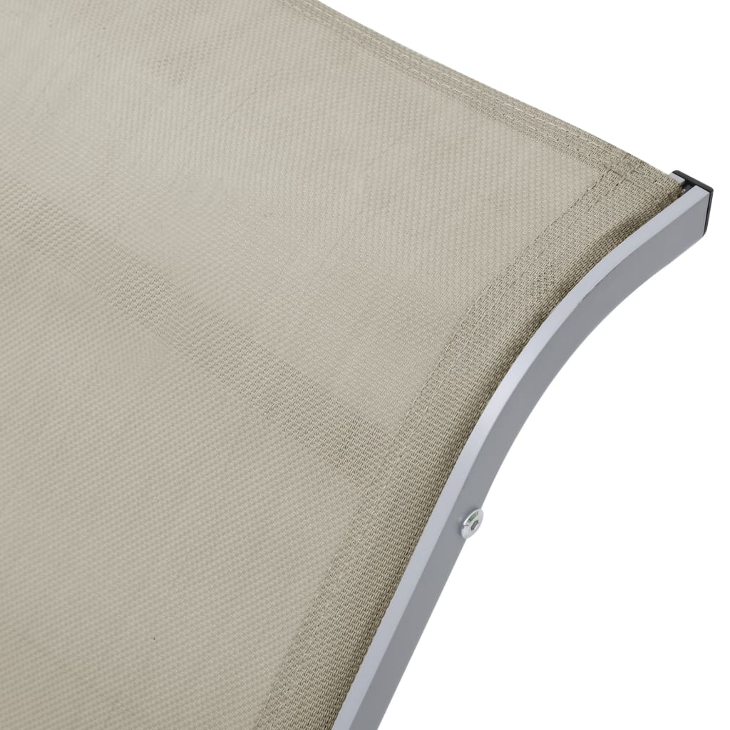 Ligbedden 2 st met tafel aluminium crèmekleurig