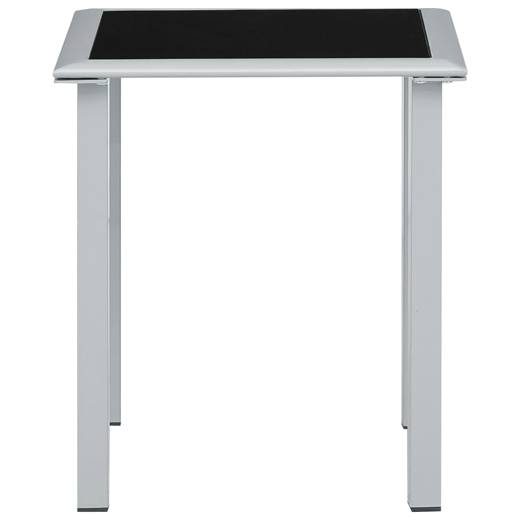 Ligbedden 2 st met tafel aluminium crèmekleurig