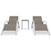 Ligbedden 2 st met tafel aluminium taupekleurig