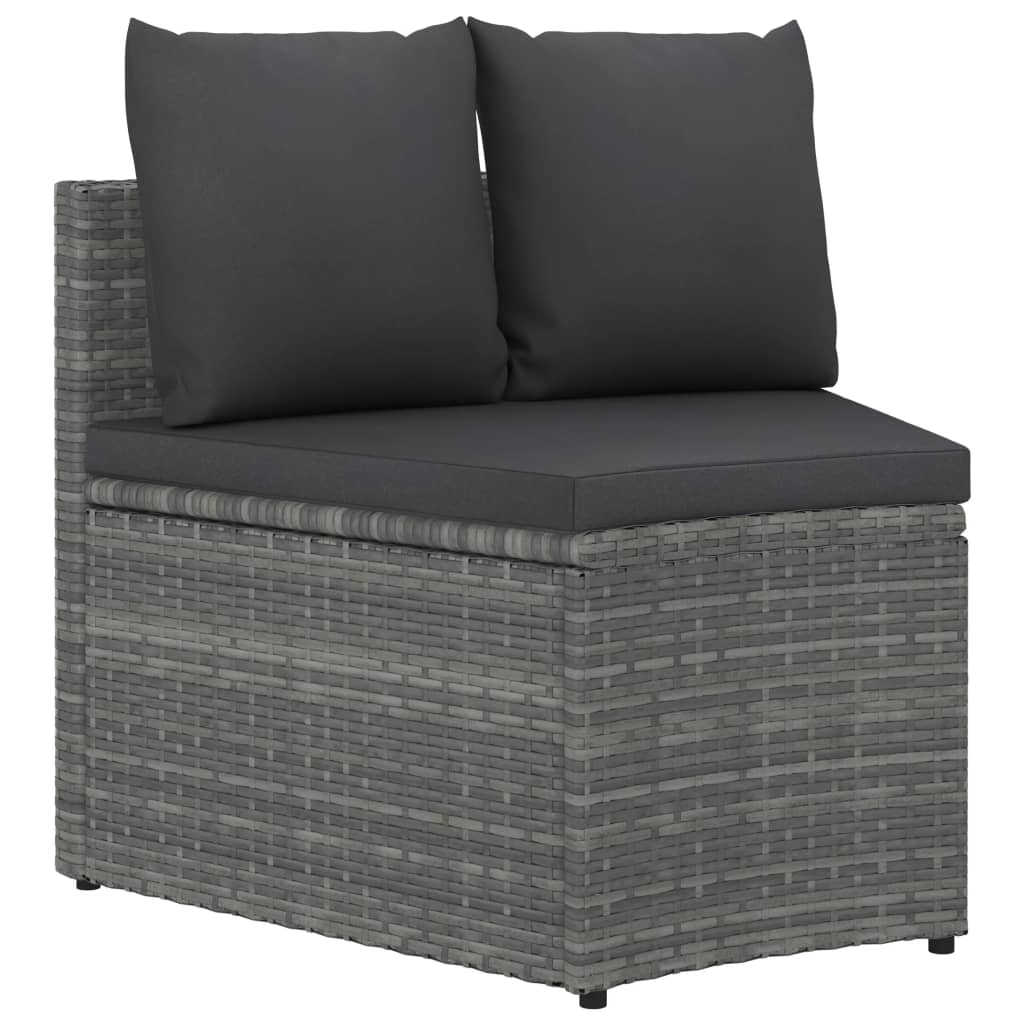 2-delige Loungeset met kussens poly rattan grijs