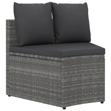 2-delige Loungeset met kussens poly rattan grijs