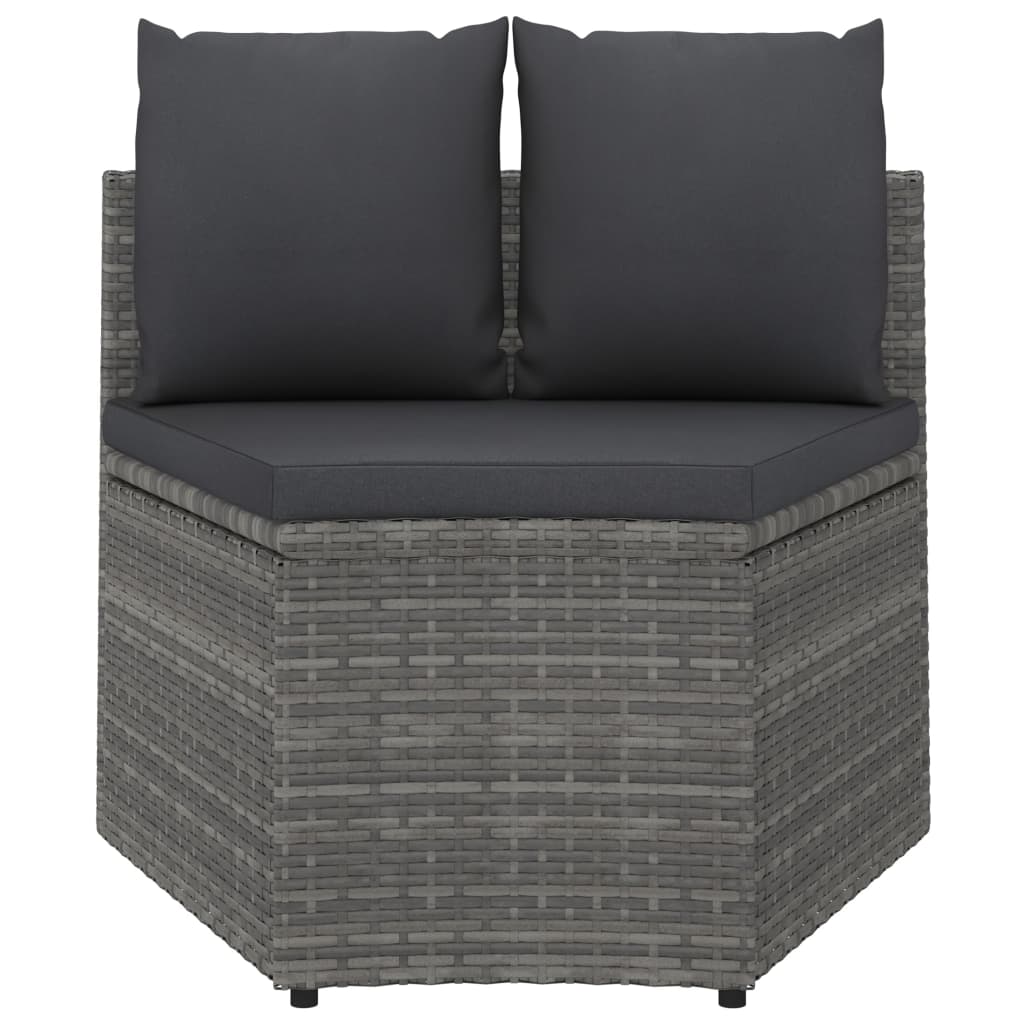 2-delige Loungeset met kussens poly rattan grijs