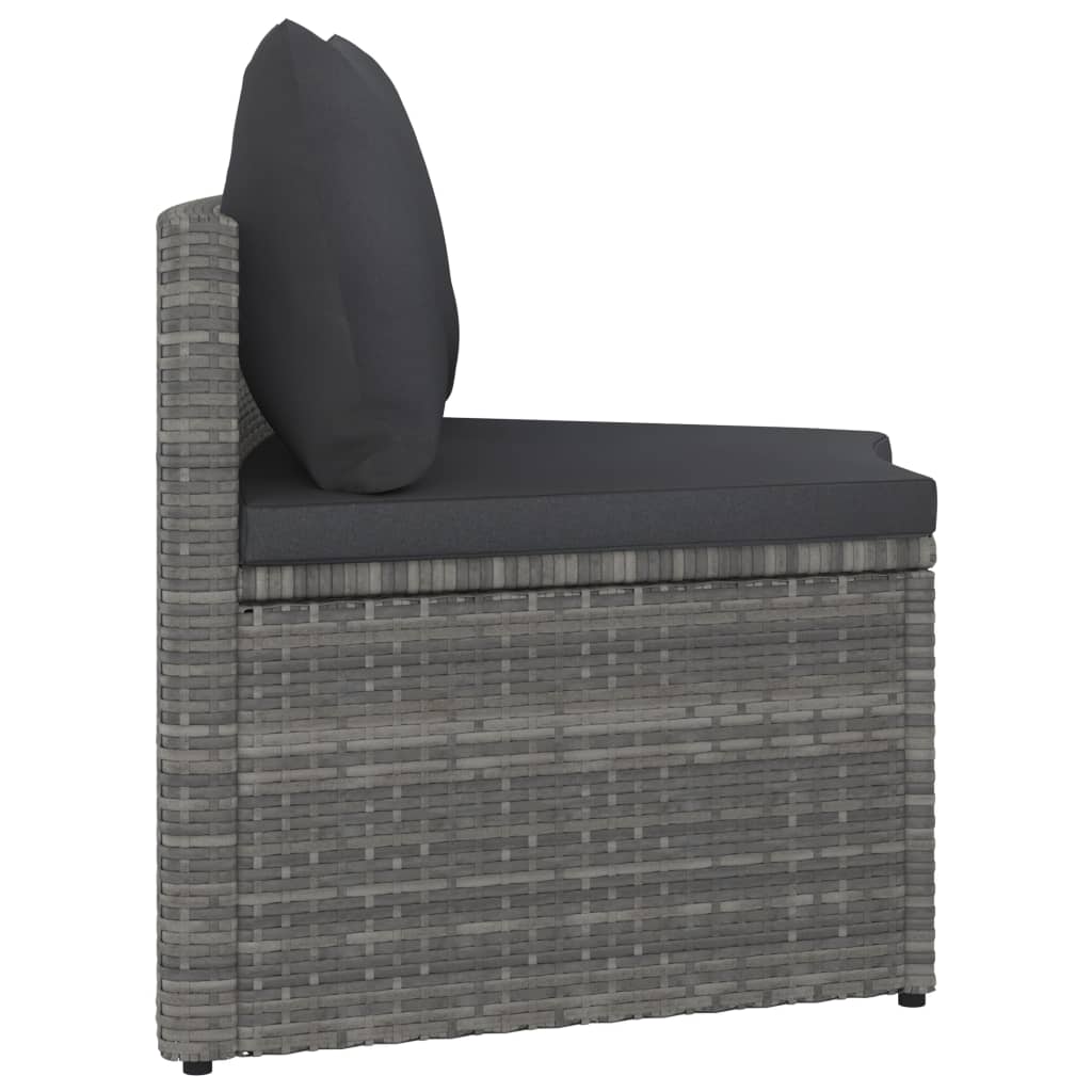 2-delige Loungeset met kussens poly rattan grijs