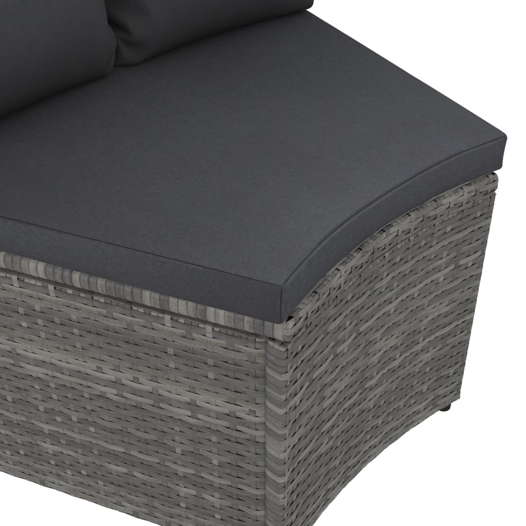 2-delige Loungeset met kussens poly rattan grijs