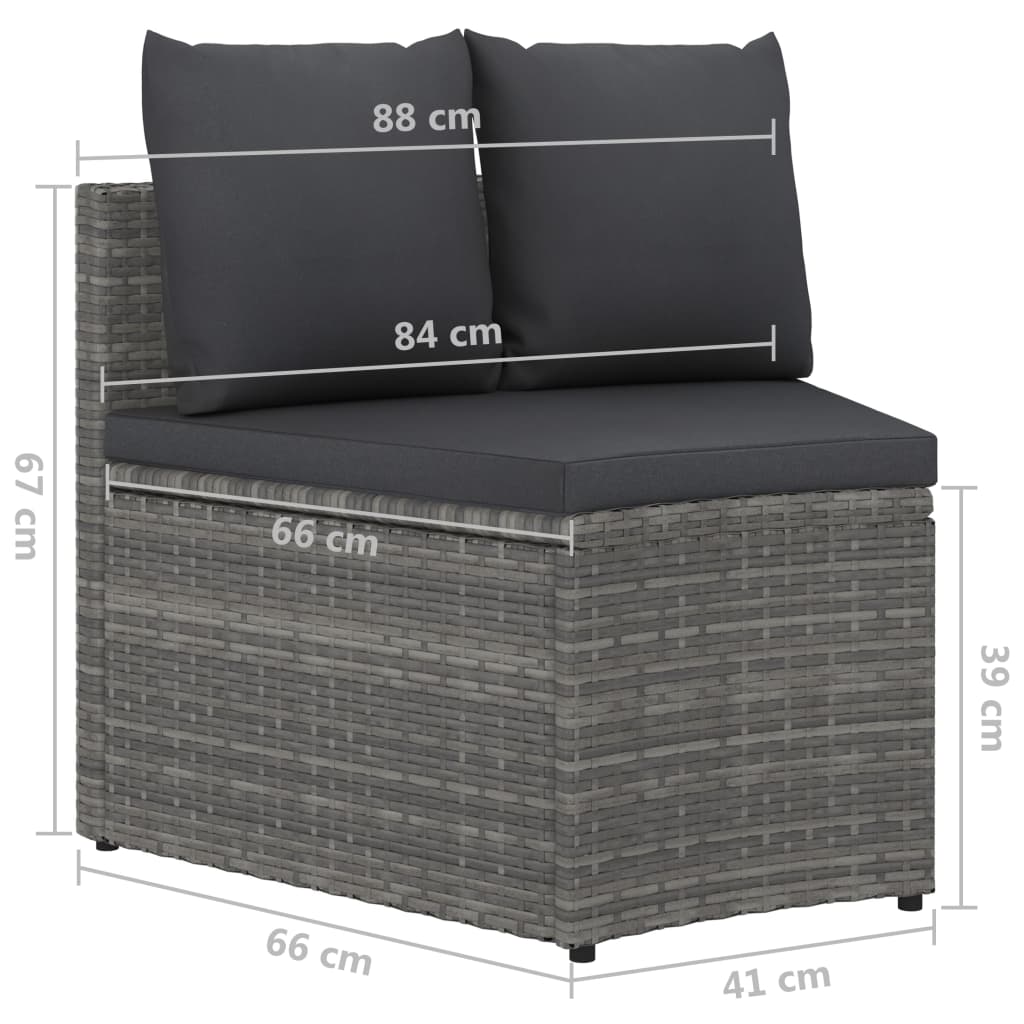 2-delige Loungeset met kussens poly rattan grijs