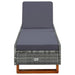 Ligbed met kussen poly rattan grijs