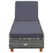 Ligbed met kussen poly rattan grijs